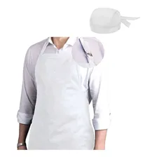 5 Bandana Cozinha Lanchonete Garçom + 5 Avental Oxford Bolso Cor Branco Foto  mini 1