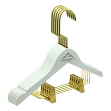 5 Cabide Infantil Branco Personalizado Presilha Dourado Rose Foto  mini 1