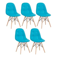 5 Cadeiras Estofada Botão Eames Botonê Capitonê Cores Assento Tiffany Foto mini 1