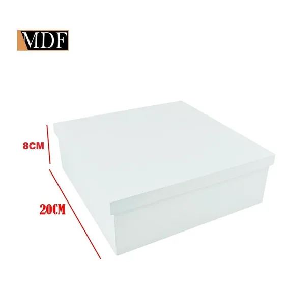 5 Caixa Quadrada Tampa De Sapato 20x20x8 Mdf Madeira Pintado Cor Branco Foto 1