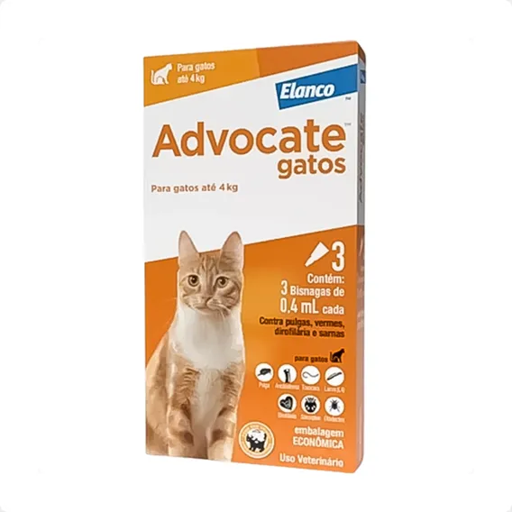 5 Combo Advocate Gatos 0,4ml Até 4kg 15 Pipetas Foto 1