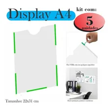 5 Displays A4 Expositor Porta Folha Quadro Aviso Parede Petg Foto mini 1