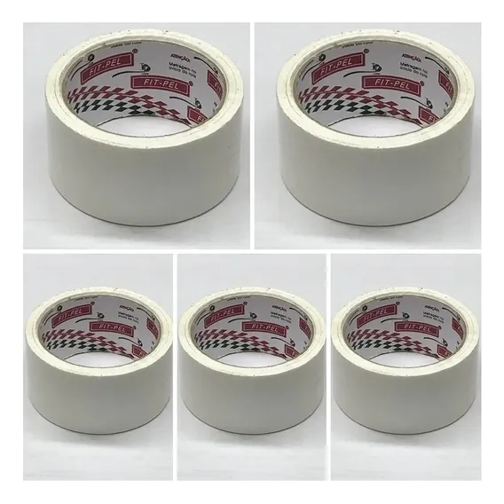 5 Fitas Adesivas Entelagem Branca 48mm X 50 Mts - 1ª Linha Foto 1