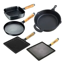 5 Frigideira Ferro Grill Chef Tapioca Chapa Panela Mineira Cor Preto Foto mini 1