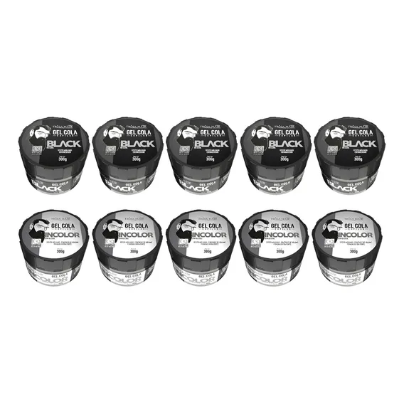 5 Gel Cola Modelador Incolor + 5 Gel Cola Black 300g Tróia Foto 1