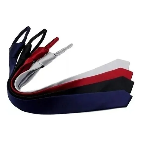 5 Gravatas Slim Com Ziper E N贸 Pronto Cor Vermelho Foto 1