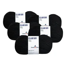 5 Novelos De LĂŁ Club 500 CĂrculo 200m 100g (pacote5un) Cor 0100 - Preto Foto mini 1