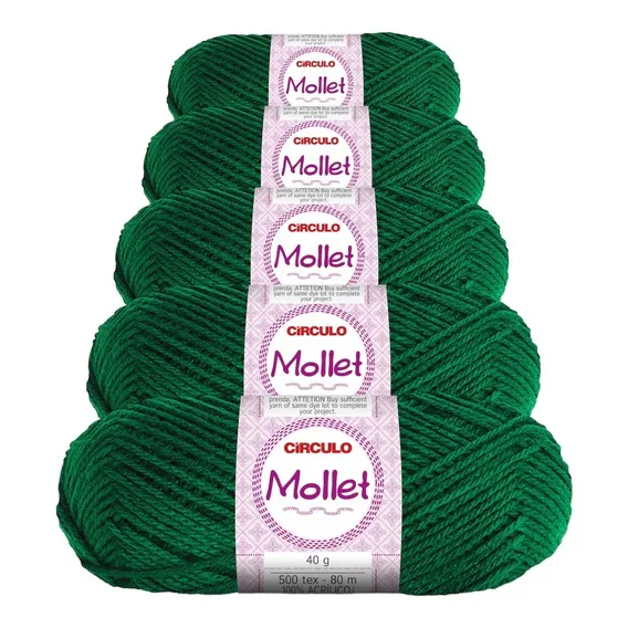 5 Novelos Lã Mollet 40g Crochê / Tricô - Círculo Cor 0453 - Trevo Foto 1