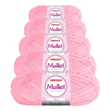 5 Novelos Lã Mollet 40g Crochê / Tricô - Círculo Cor 0769 - Chiclete Foto  mini 1