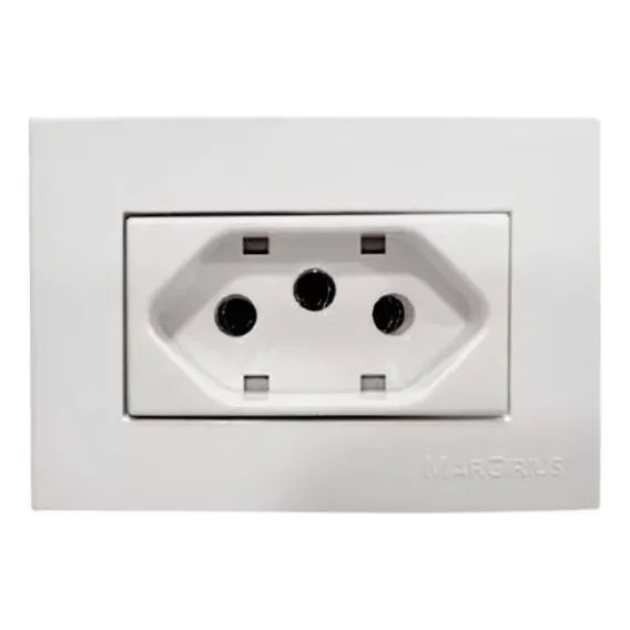 5 Pç Tomada P/ Moveis Margirius 2p T Branca 20a 250v Nbr Cor Branco Foto 1