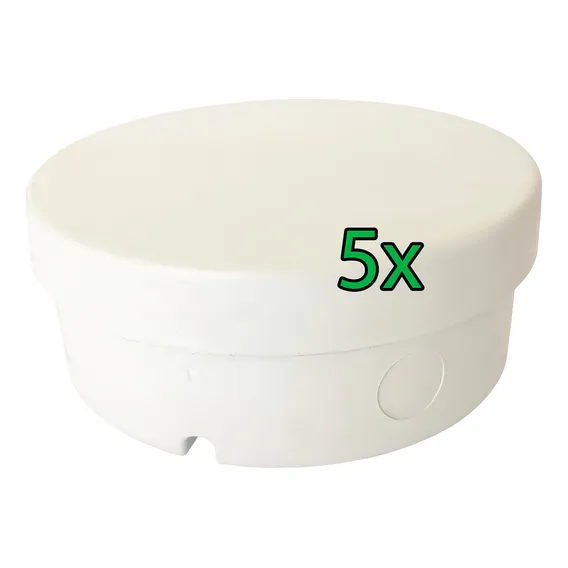 5 Peças Caixa Sobrepor Cftv Redonda Hermética Branca 12x5cm Foto 1