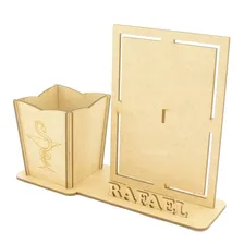 5 Porta Retrato E Canetas Personalizado Mdf - Farmácia Cor Palha Porta Lápis Nome Personalizado Foto mini 1