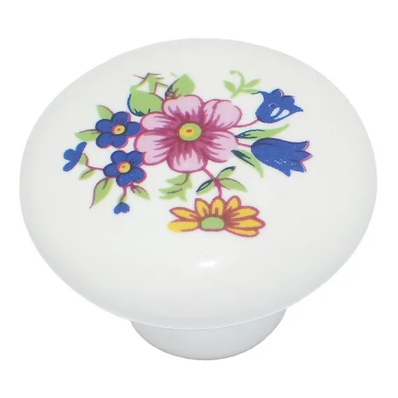 5 Puxador Porcelana Redondo Floral Gaveta Italy Line Il7016 Foto 1