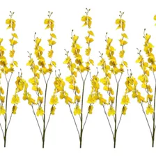 5 Ramo Pingo Chuva Ouro OrquÃdea Flor Galho Arranjo Enfeite Foto mini 1