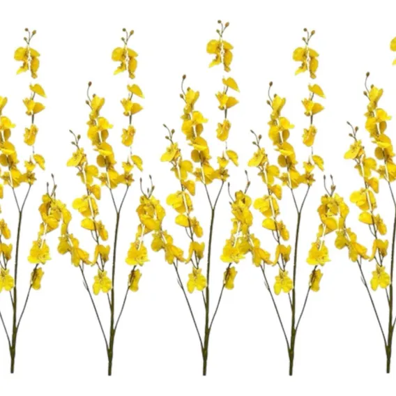 5 Ramo Pingo Chuva Ouro OrquÃdea Flor Galho Arranjo Enfeite Foto 1