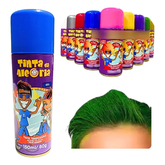 5 Tinta Cabelo Colorida Spray Carnaval Lavável 150ml Festas Cor Tinta Vermelha Foto 1