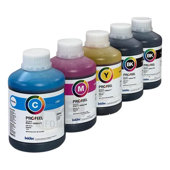 5 X 500ml Tinta Corante Inktec Profeel Para Impressoras Tinta Black Yellow Magenta Cyan Foto 1
