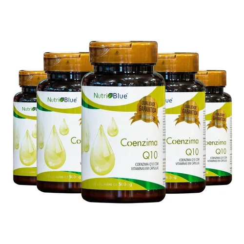 5 X Coenzima Q10 Total 300 Caps 500 Mg Coq10 Nutriblue Sabor Sem sabor Foto 1