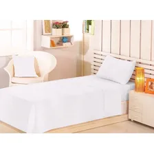 5 X Jogo Cama Lençol Solteiro 3 Peças 150 Fios Hotel Pousada Cor Branco-cor-10 Desenho Do Tecido Liso Foto mini 1