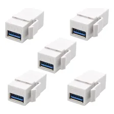 5 X Keystone Usb 3.0 Branco- Embutir Painel Tomada Espelho Foto  mini 1