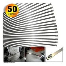 50 Abraçadeiras Termotape Em Aço Inox Zip Tie 4,6mm X 350mm Cor Cinza Foto mini 1