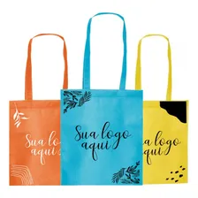 50 Bolsas Ecol贸gicas Personalizadas Com Sua Logomarca Cor Verde-escuro Sua Logo Foto mini 1