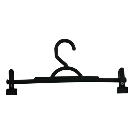 50 Cabides Plástico Preto Modelo Saia Calça + Presilhas Foto 1