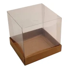 50 Caixas Kraft Mini Panetone 100g Tampa De Acetato 9x9x9 Cm Foto  mini 1