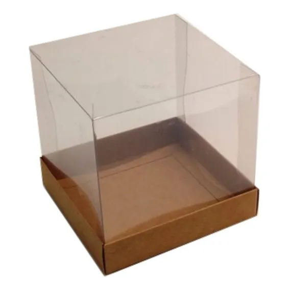 50 Caixas Kraft Mini Panetone 100g Tampa De Acetato 9x9x9 Cm Foto 1