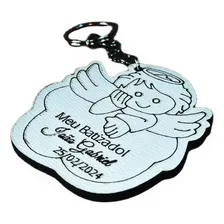 50 Chaveiros Lembrança Batizado Anjo Personalizado Mdf 3mm Foto mini 4