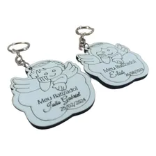 50 Chaveiros Lembrança Batizado Anjo Personalizado Mdf 3mm Foto mini 1