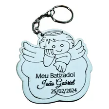 50 Chaveiros Lembrança Batizado Anjo Personalizado Mdf 3mm Foto mini 3