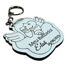 50 Chaveiros Lembrança Batizado Anjo Personalizado Mdf 3mm Foto mini 2