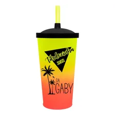 50 Copos Degradê Personalizado Tampa E Canudo Twister 560ml Foto  mini 1