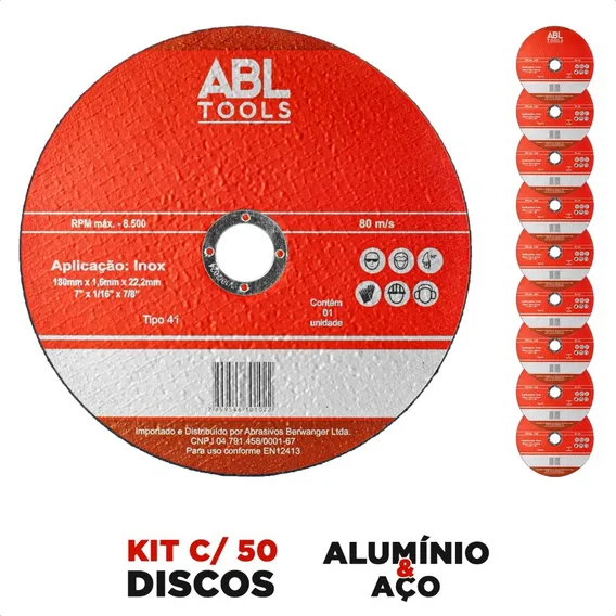 50 Disco Corte Fino 7 Polegadas Esmerilhadeira AlumÃnio Abl Foto 1