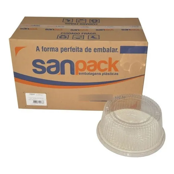 50 Embalagem Torta Tampa Alta 3kg - Sanpack S-60 Bra (1cx) Cor Branco Foto 1