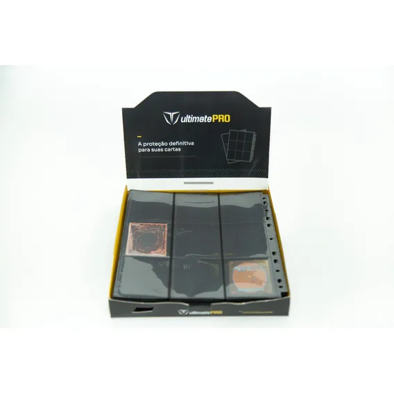 50 Folhas Plásticas P/ Fichário De Cartas Preto/black 3x3 Foto 1