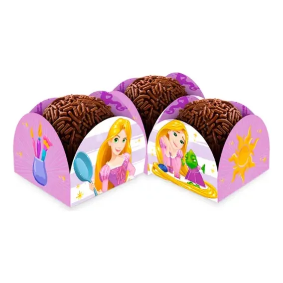 50 Forminhas Doces Rapunzel Caixeta - Licenciado Regina Cor Lilás Foto 1