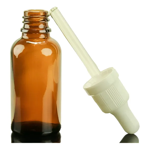 50 Frasco Gotejador Conta Gotas Vidro Âmbar 30ml Tampa Preta Cor Branco Foto 1
