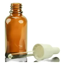 50 Frasco Gotejador Conta Gotas Vidro Âmbar 30ml Tampa Preta Cor Branco Foto mini  2