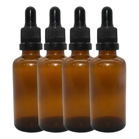 50 Frascos Gotejador Conta Gotas Vidro Âmbar 30ml Completo Cor Preto Foto 1