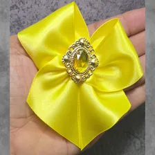 50 Laço/lacinho Fita Cetim N9 (38mm) C/chaton Amarelo Foto mini 4