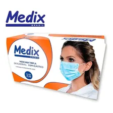 50 Máscara Tripla Descartavel Com Elástico Medix Anvisa Cor Azul Foto mini 1