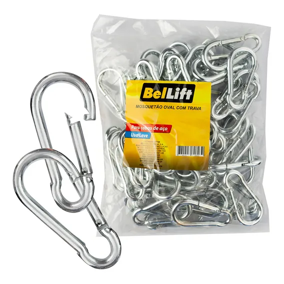 50 Mosquetão 4x40mm Com Trava Galvanizado Beltools Foto 1