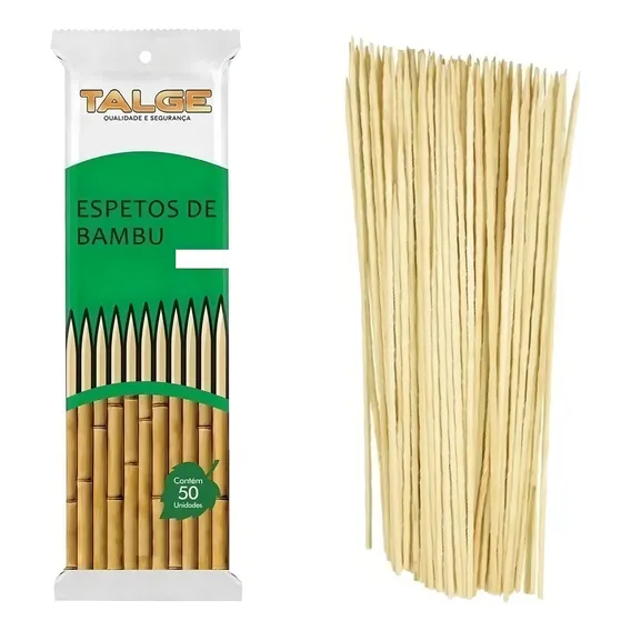 50 Palito De Bambu Espeto Para Churrasco 18cm Foto 1