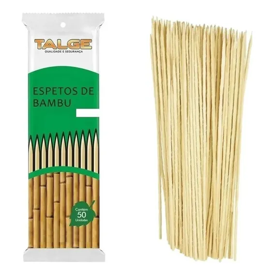 50 Palitos De Bambu Espeto Para Churrasco 25cm Foto 1