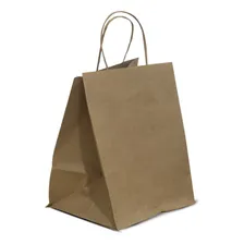 50 Sacolas Papel Kraft 25x20x17 Kaiamba Alça Torcida Delivery Foto mini 3