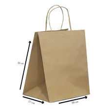 50 Sacolas Papel Kraft 25x20x17 Kaiamba Alça Torcida Delivery Foto mini 2