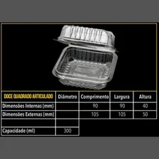 50 Unid. Pote Bolo De Pote Quadrado Tampa Articulada 300ml Foto mini 3