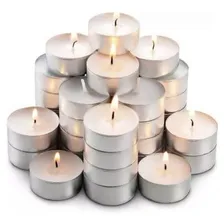 50 Velas Estilo Rechaud Com Suporte Em Alumínio - Branca Foto mini  2